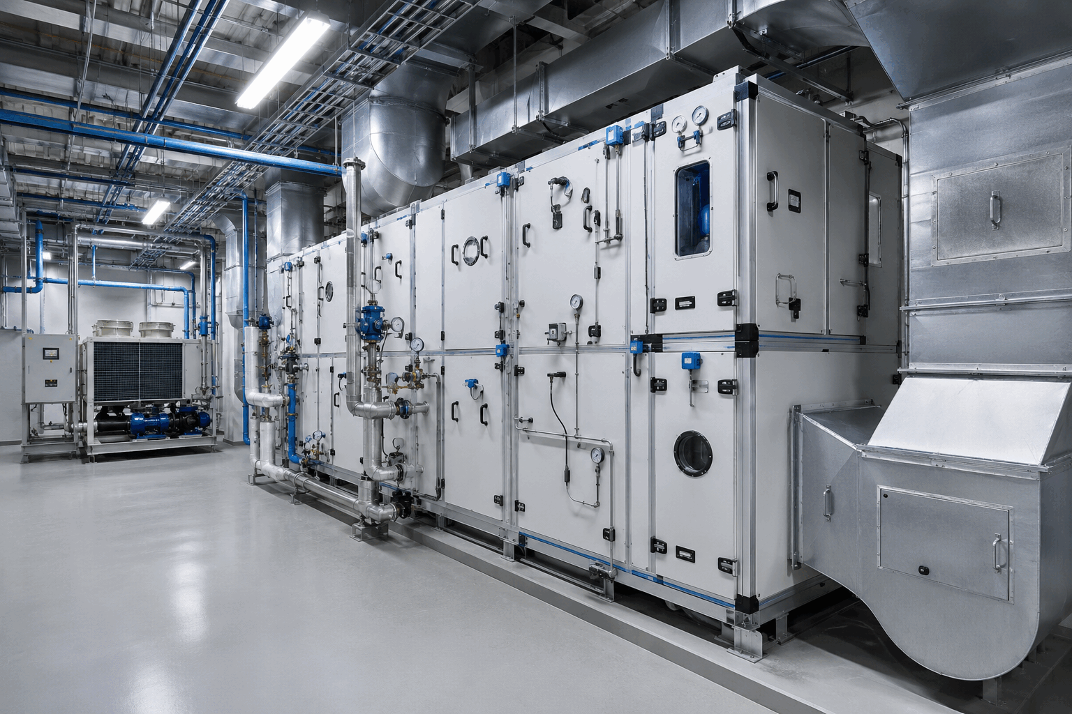 HVAC air handling unit for a cleanroom
